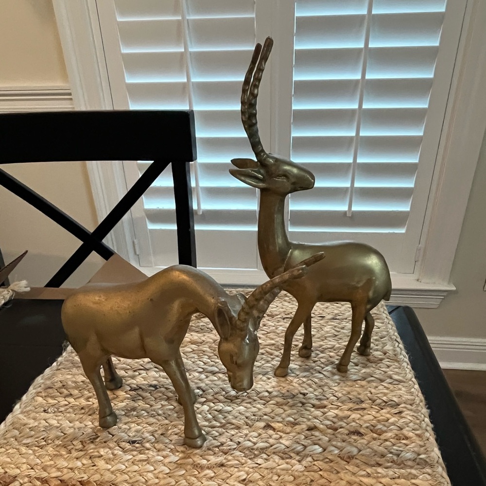 Vintage brass pair of animals
